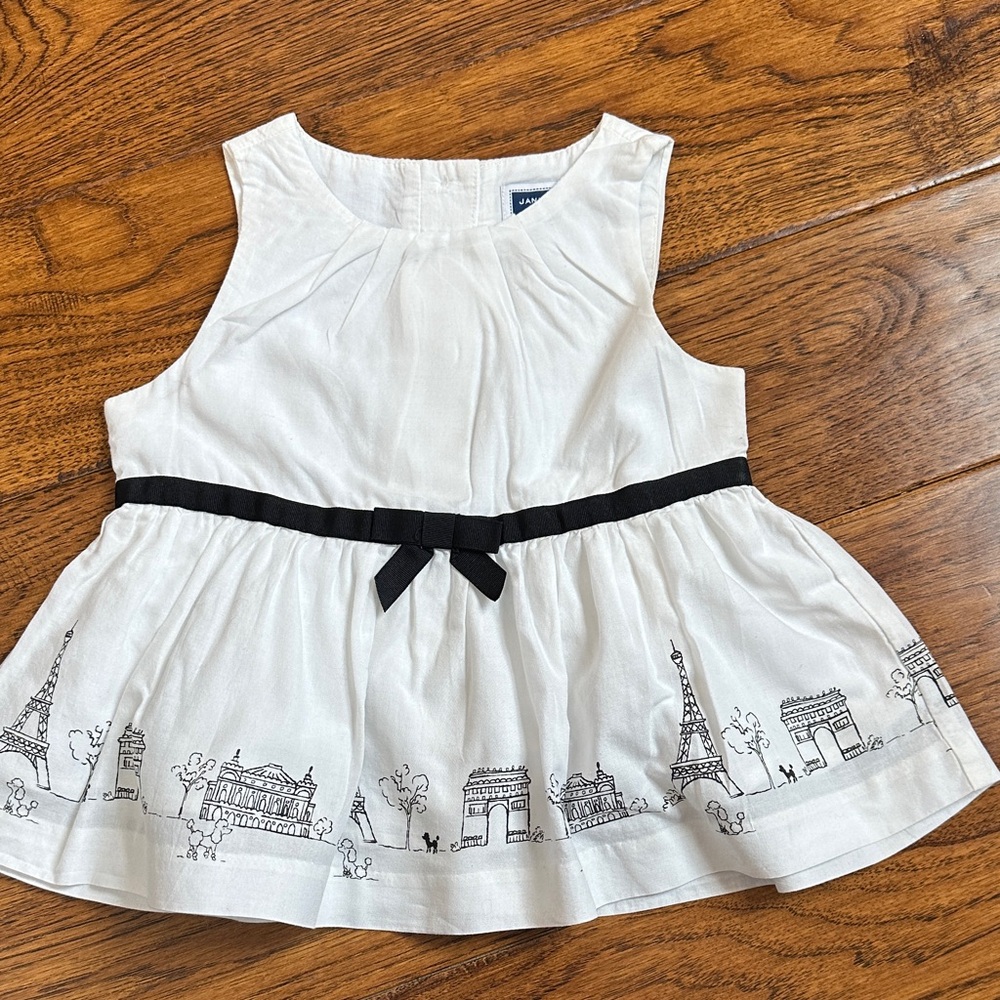Janie and Jack White Sleeveless Top with Black Trim